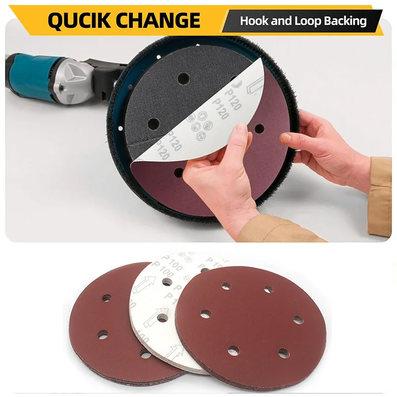 

9 Inch 6 Holes 225MM Sanding Discs 60-2000 Grit Flocking Sandpaper Orbital Sander Hook and Loop Aluminum Oxide Sand Paper
