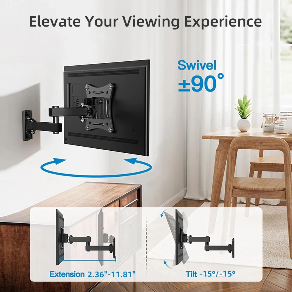 TV Wall Mount Bracket Full Motion Corner TV Holder Support For 10-32 In TV Swivel Tilts Adjustable Monitor stand VESA 100x100mm image 2