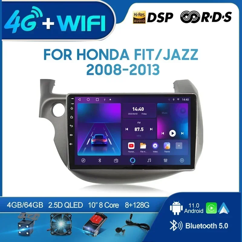 

QSZN For HONDA FIT JAZZ 2007-2013 LHD 2 din Android 12.0 Car Radio Multimedia Video Player GPS Navigation 4G Carplay Head unit