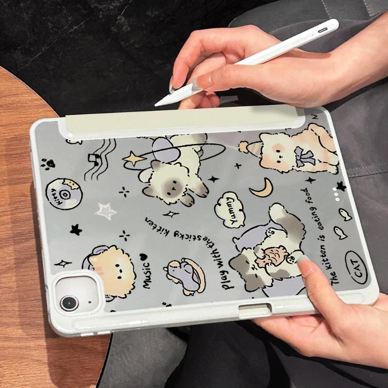 

10.2 7th 8th 9th Gen IPad 10th Generation IPad Air 5 Air 4 10.9 Protective Case Ipad 2017 10.5 Inch Cute Kitten Tri-fold Funda