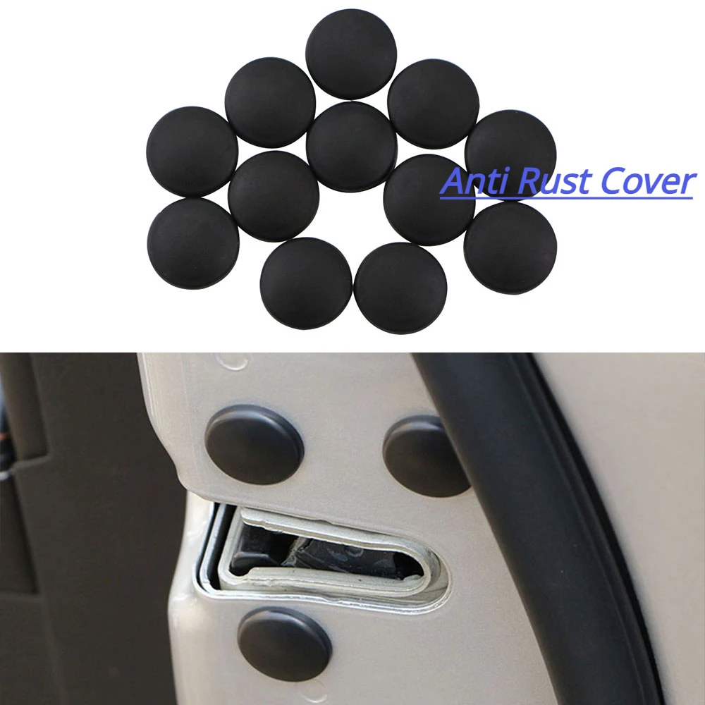 12Pcs Black Universal Car Door Lock Screw Protector Cover Scerws Cap Caps Anti-Rust Accessories Interior Trim Covers Styling