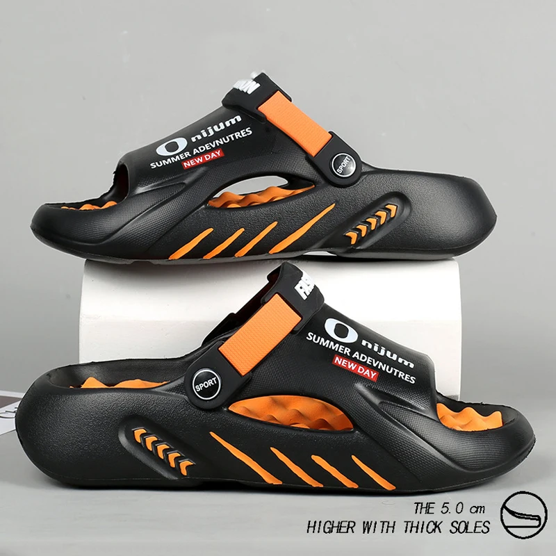 Comwarm New Men Massage Slippers Slides Indoor Outdoor Sandals Beach Casual Shoes Comfortable Sole Men's Slippers Big Size 38-47