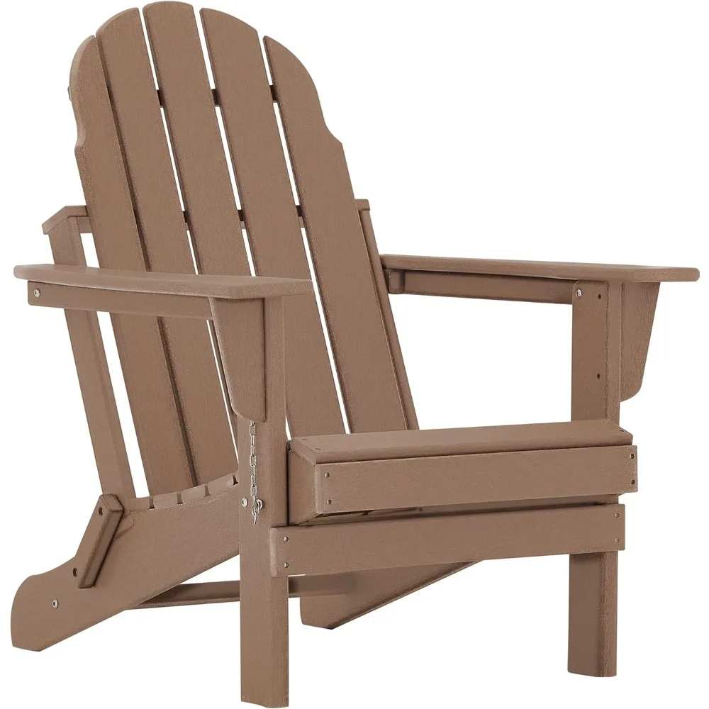 Adirondack Chairs, HDPE All-Weather Adirondack Chair Folding, Fire Pit Chairs (1, Teak)