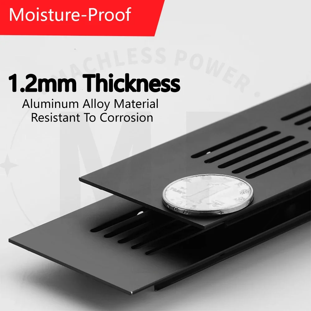 1PC Aluminum Alloy Ventilation Grille Matte Black Cabinet Air Vent Device Dampness Control Dissipate Odor Hardware Accessories