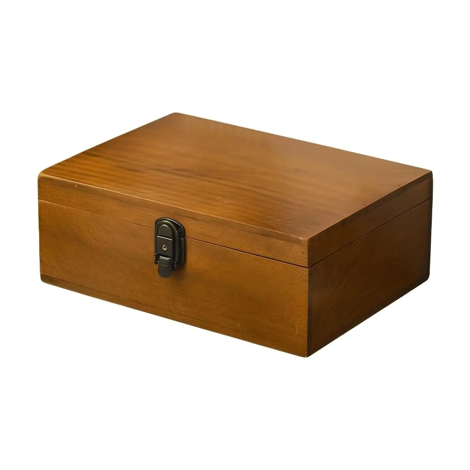 Wooden Storage Box with Hinged Lid Wood-Grain Retro Wooden Document Box Vintage-Style for Desktop Organization, Dresser Top