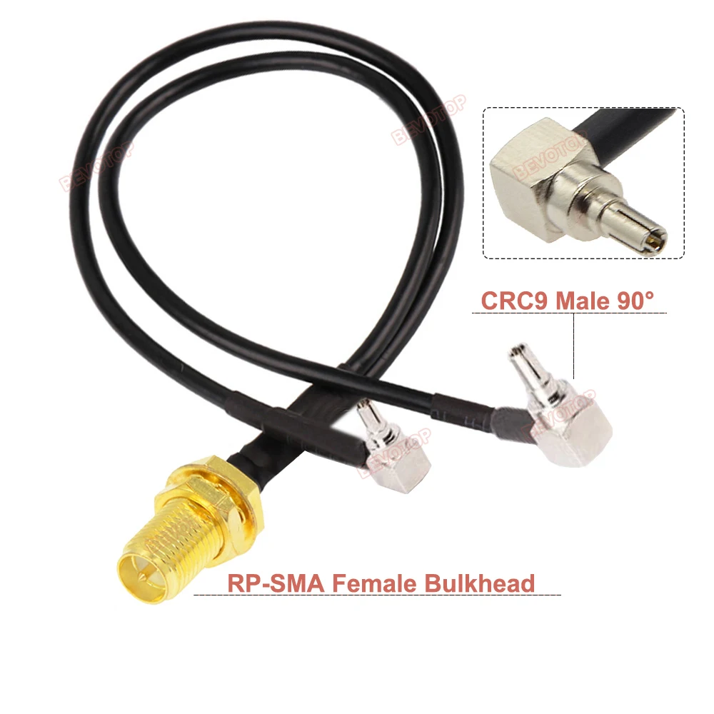 BEVOTOP RG174 Splitter Cable RP-SMA Female to 2 TS9 Male Right Angle Plug V Type Splitter Combiner RF Coaxial Extension Pigtail image 5