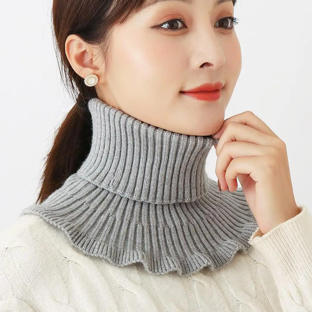 Winter Warm Knitted Fake Collar Woolen Detachable Women Turtleneck Fake Collar Neck Scarf Thicken Windproof Fake Collars