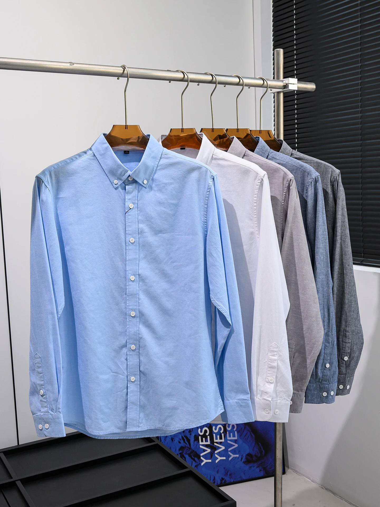

High-End Business! Cotton Linen Blend! Spring Summer Men's Moisture Wicking Lightweight Comfortable Collared Long Sleeve Shirt