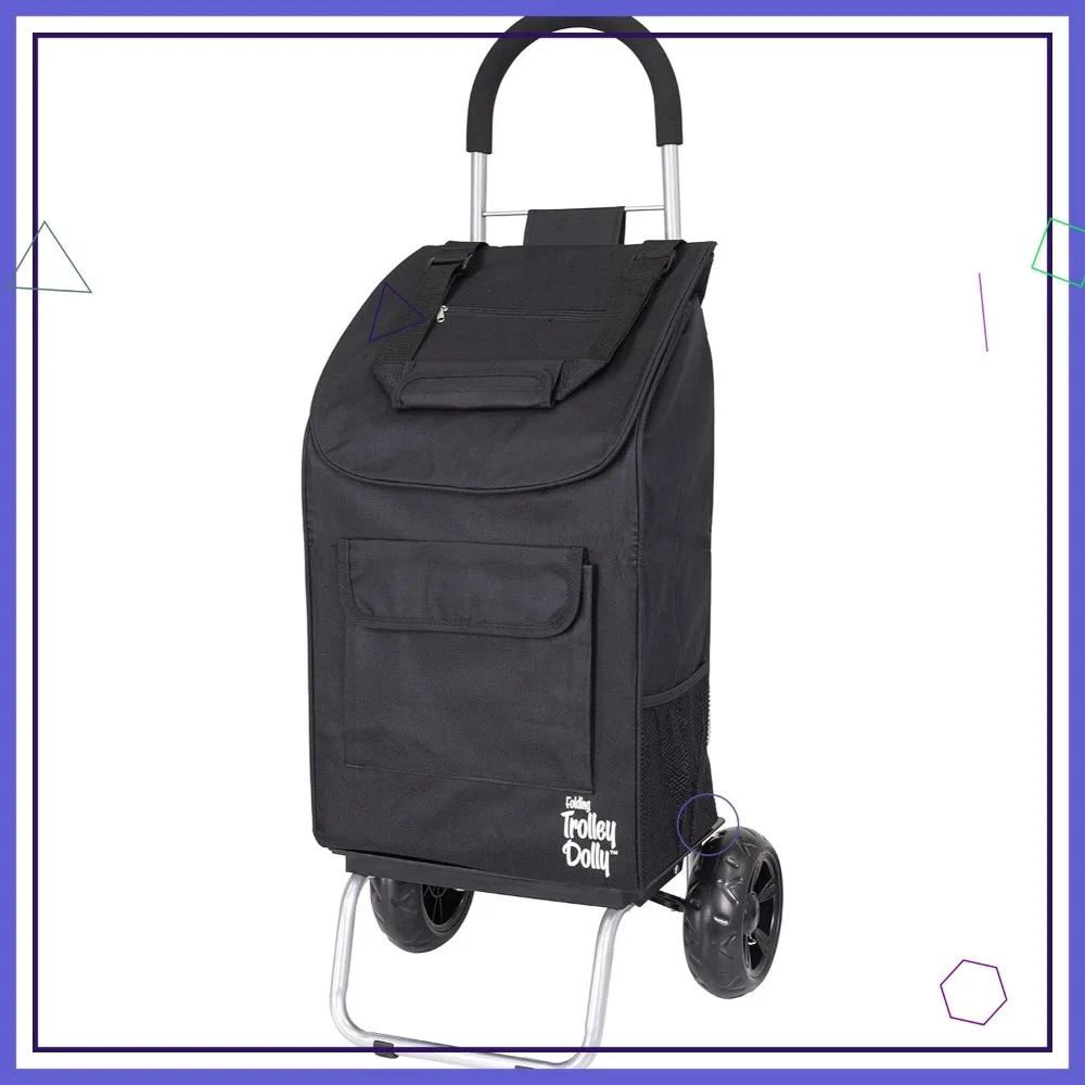 Carro de compras plegable con ruedas y bolsa extraíble, carrito de supermercado resistente para un fácil transporte