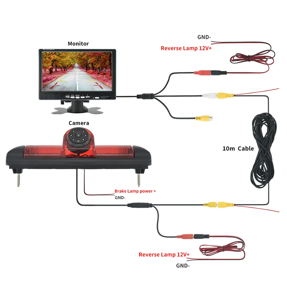 Bileeeko 170 degree Rear View Brake Light Camera & 7 Inch Monitor For Fiat Ducato | Citroen Jumper| Peugeot Boxer 2006-2015