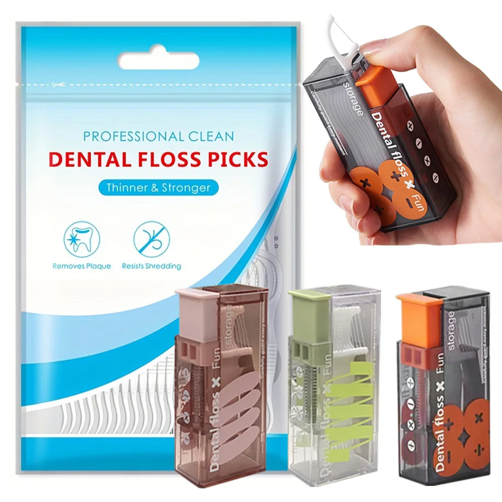600 pieces, 300 pieces - Fine sliding dental floss stick, equipped with convenient dental floss box