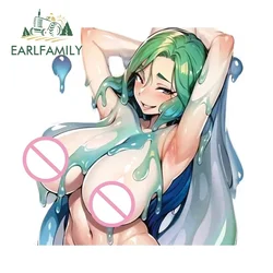 EARLFAMILY 13cm x 12.8cm Anime Girl Chest Waifu NSFW Decal Vinyl Succubus Styling Car Stickers divertente Camper Auto Graphics