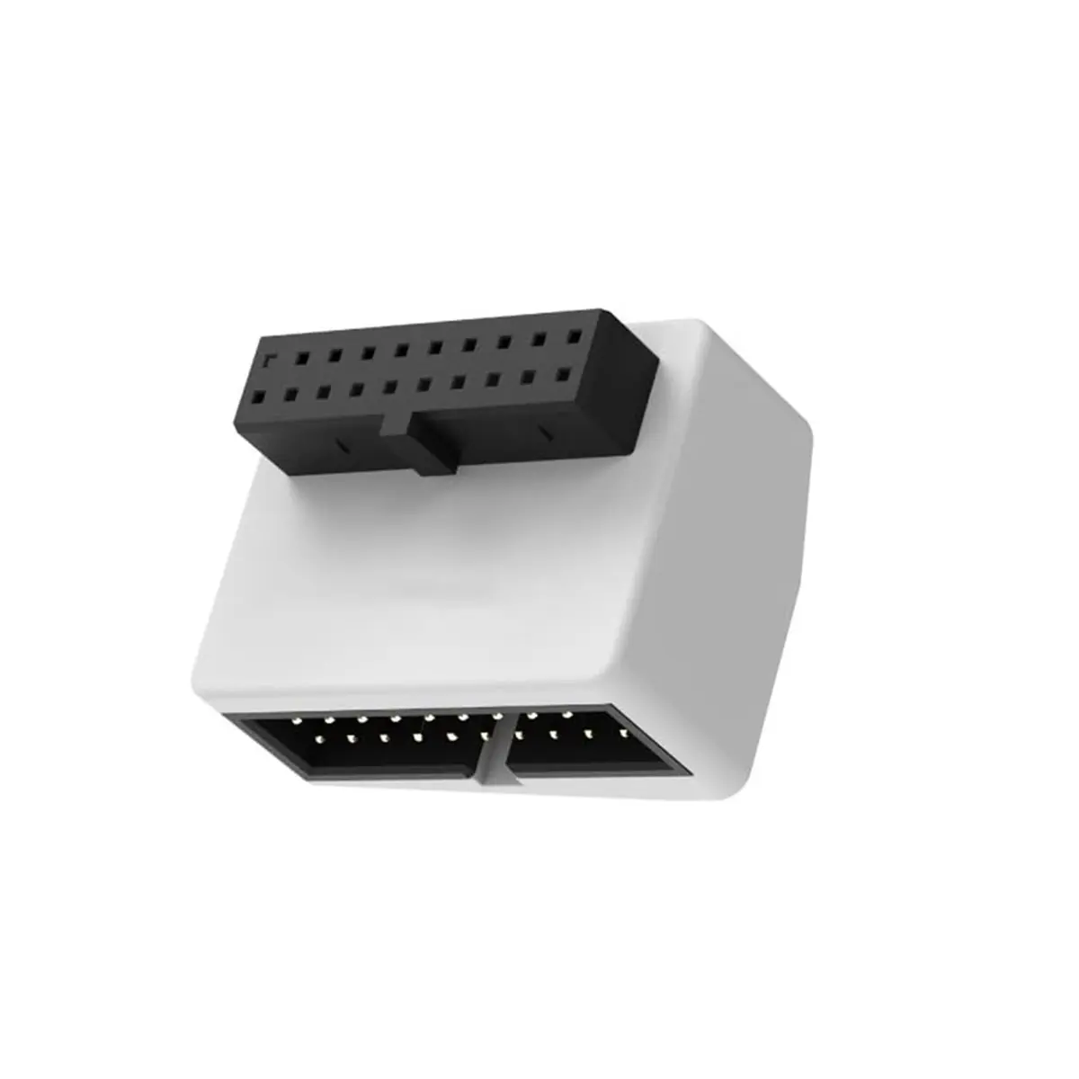 AA19 USB 3.2 Gen1 19Pin 90 Degree Internal Header Adapter USB 3.0 Male to Female Converter for Front Panel USB-A, RVS, White