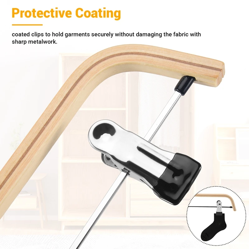 10 Pack Solid Finish Wooden Trousers/Skirt Hangers With Anti-Rust Clips Coat Clothes Hangers