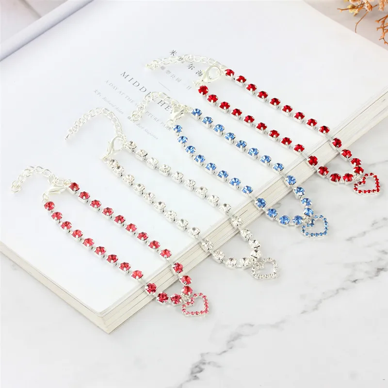 

Dog Collar Diamond Chain With Heart Pendant Jewelry Kitten Necklace Collars For Small Dogs Chihuahua Puppy Harness Accessories L