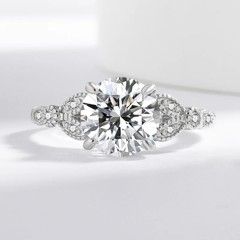 925 فضة خاتم تقليد مويسانيتي الأبيض الزركون خاتم المرأة موضة بسيطة حفلة عيد ميلاد مجوهرات الزفاف هدية #2