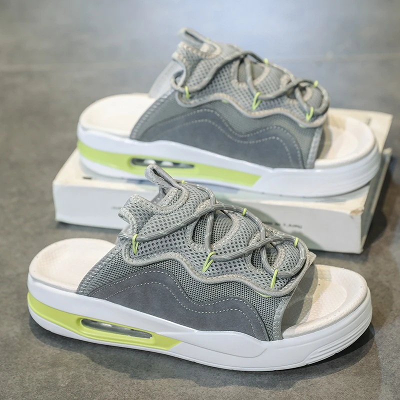 

Summer Men's Sandals Thick-soled Height-increasing Soft-soled Lightweight Lightweight Fabric Casual Large-sized Slippers