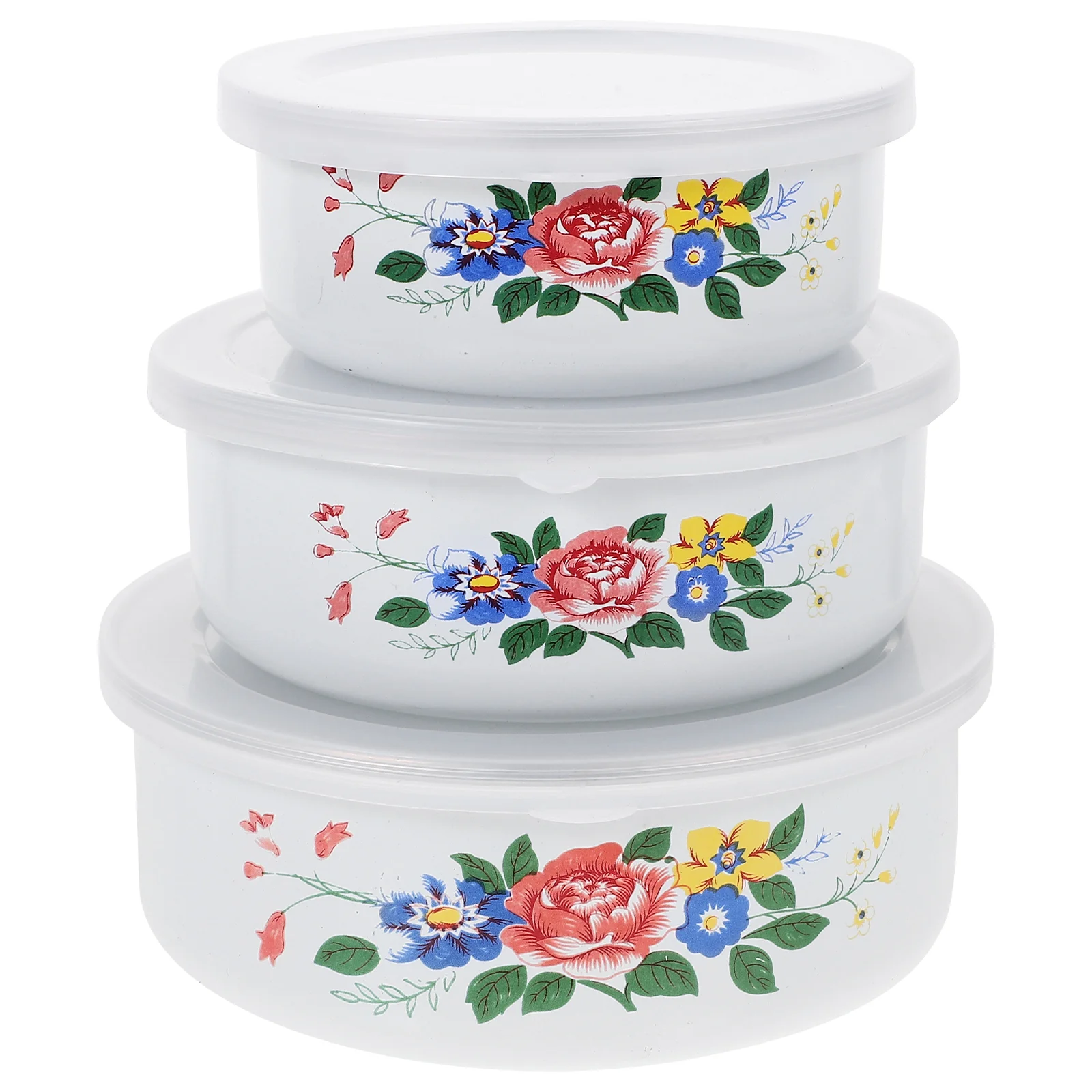 

Fresh-keeping Enamel Bowl Food Storage Container Office Fruit Preservation Bowls Noodle Salad Multifunctional Vintage Mixing