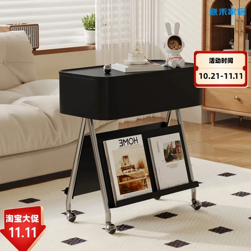 

Side table removable bedside table side cabinet next to sofa light luxury high-end sidesmall coffee trolley