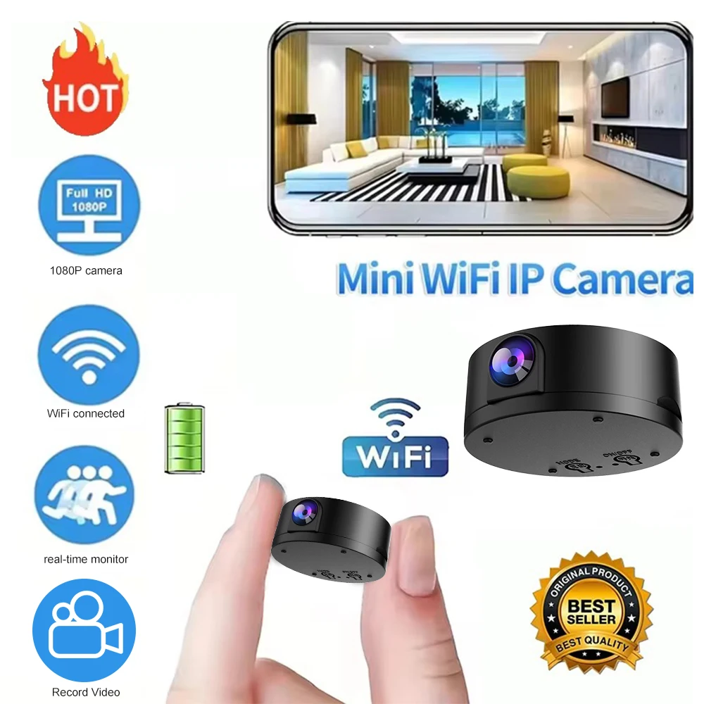 Wireless WIFI Camera  HD 1080p Wireless Mini Camera Night Vision Motion Sound Detector 170 Degrees Wide Angle Micro Baby Monitor