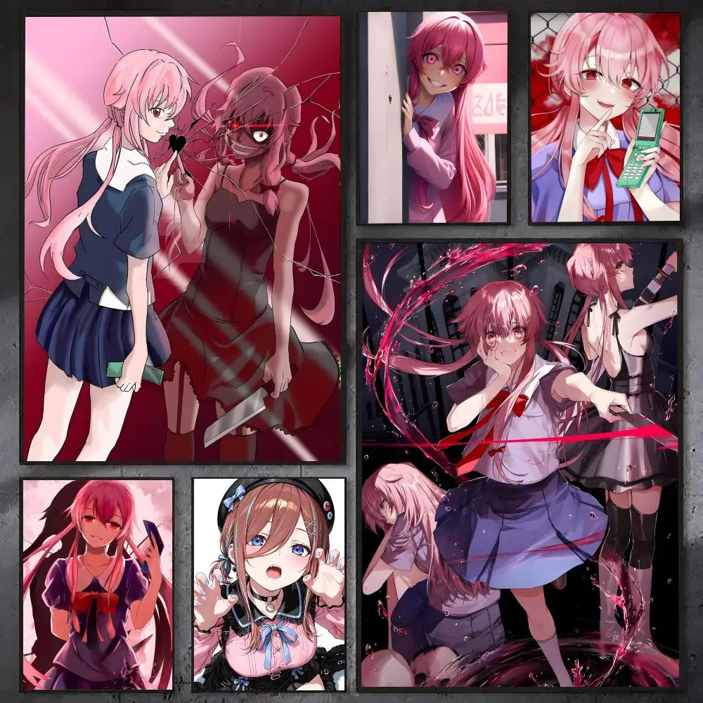 Mirai Nikki Anime Poster HD Anime Hot Theme Singer/OST/Movie-Waterproof Self-Stick Home Decor