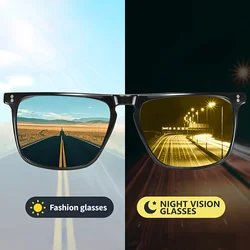 Available Trendy Flat Top Square Photochromic Glasses Stylish Sports Eyewear for Car Running Driving Vacation Travel and Fishing