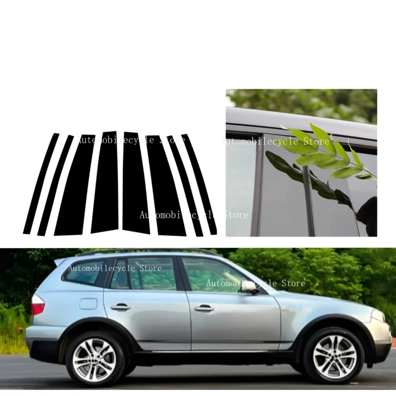 

Glossy Black Pillar Posts Fit For BMW X3 E83 2004 2005 -2008 2009 2010 Window Moulding B C Center Sticker Cover Silver Carbon