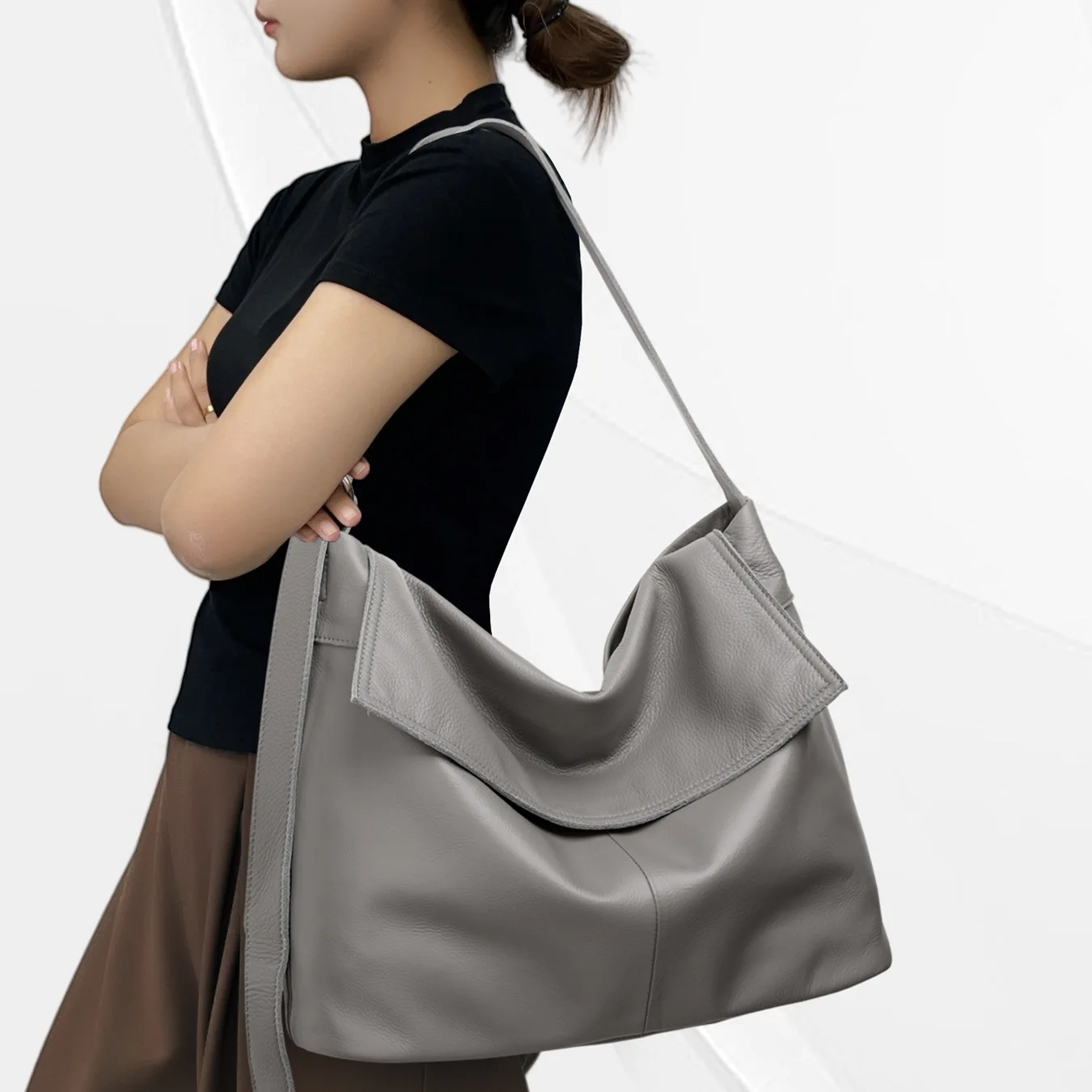 

New Large Capacity Women's Leather Shoulder Bag Luxury Minimalist High-End Sensation Spring Summer Autumn Winter Universal