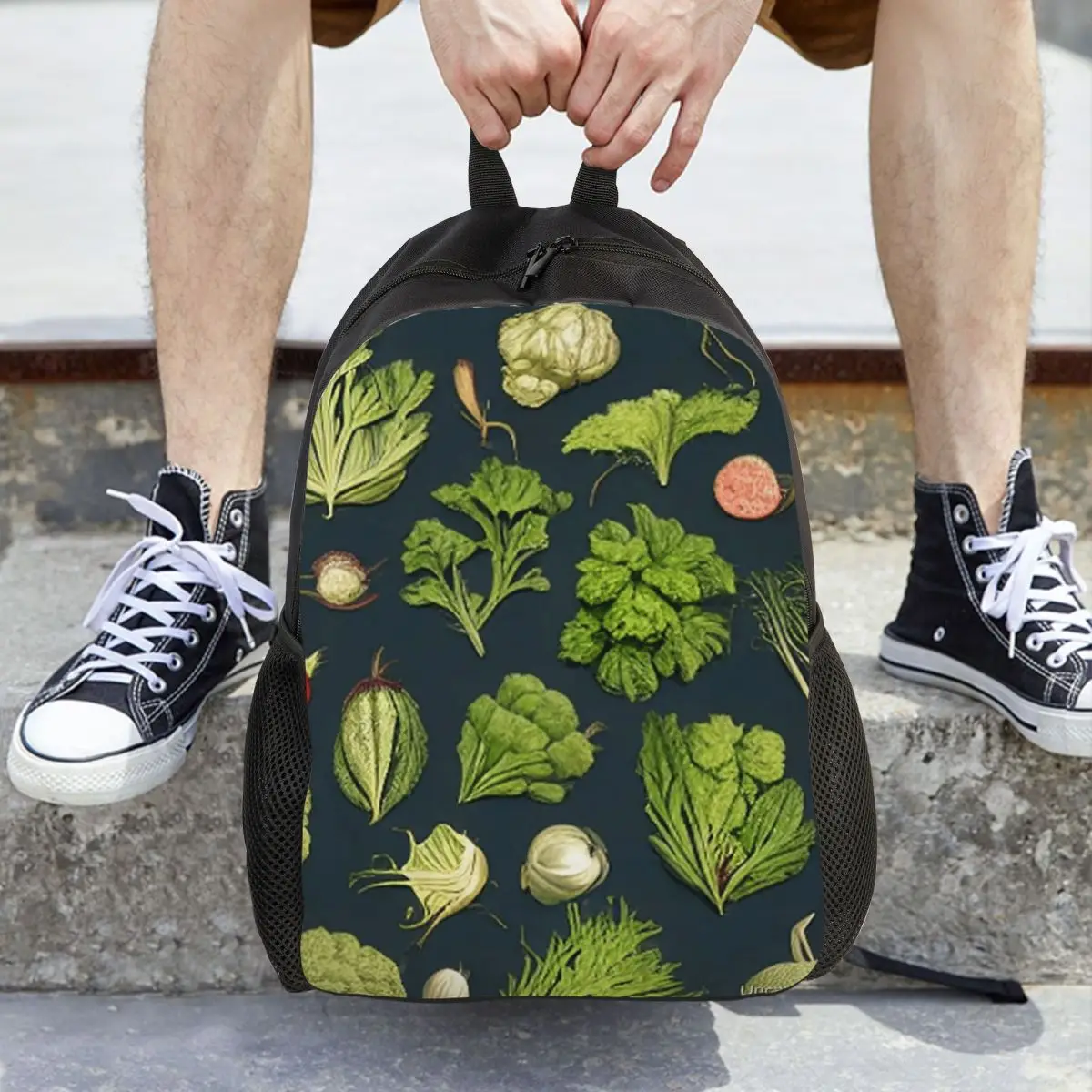 

Vintage Vegetables Pattern Backpack Hot Sale Daypack Large Capacity Children BookBag School Bag Shoulder Bags for Men Women