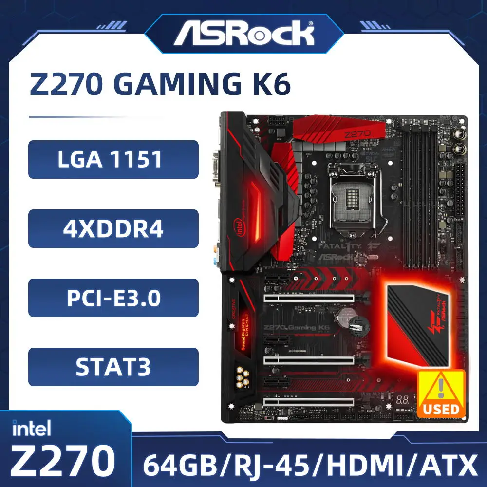 ASRock Z270 GAMING K6 Intel Z270 1151 Motherboard 4×DDR4 64GB support i7-6700 6500 7700 7300 6100 G4400 cpu ATX