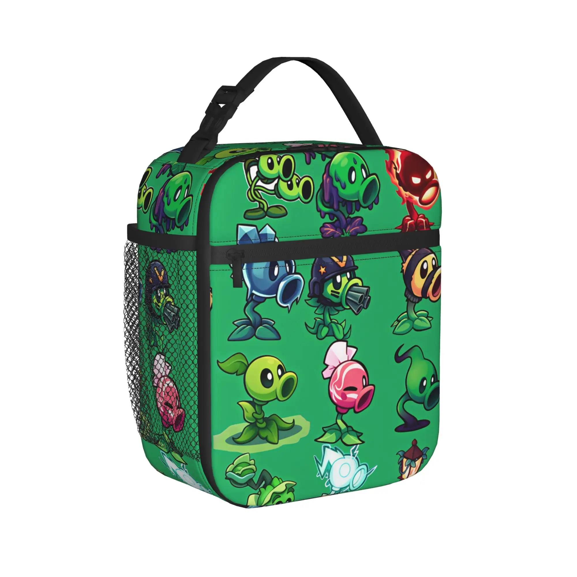 Plants Vs Zombies Peashooter Variants Lunch Bag Office Lunch Box For Girls Casual Graphic Tote Food Bags Portable Cooler Bag