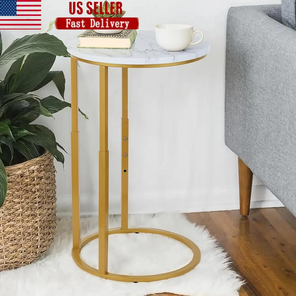

C Shaped Side Table Modern Sofa Snack Table Adjustable Height Small Space Convenience TV Tray Easy Assembly Durable Design