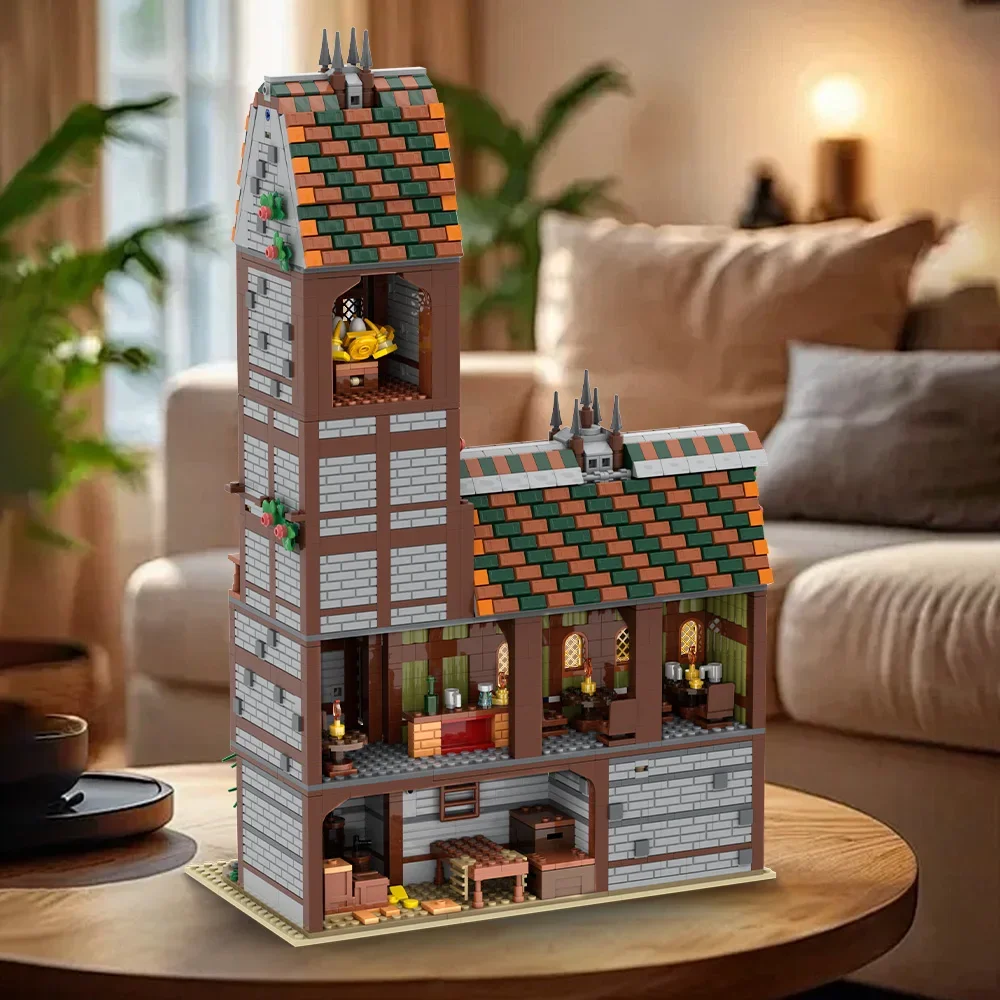 

Gobricks MOC Fantasy Tavern Building Blocks Model Medieval Fantasy Tavern Architecture Bricks Assembly Toys Kids Birthday Gifts