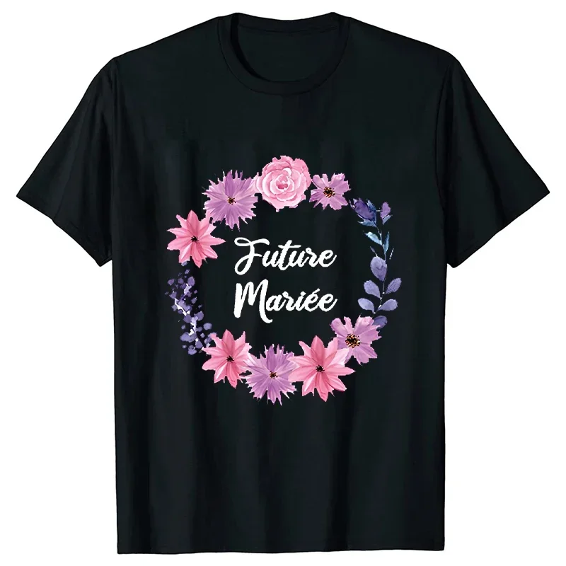 Tee Shirt French EVJF Future Bride Tshirt Team Bride Bridesmaid Tops Women Short Sleeve Bridal Wedding Bachelorette Party Tees