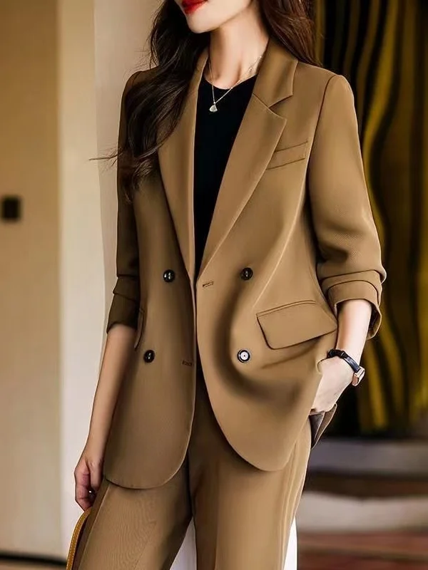 

Professional Women's Spring Autumn Light Maturity Style Goddess Elegant Pink Suit Outerwear Long Sleeve Long Pants Polyester ...