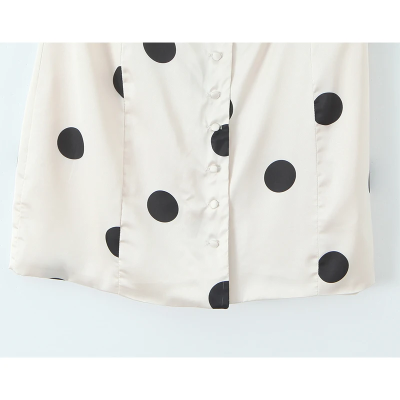 Jastie Mini abito sexy senza spalline a pois con spalle scoperte Donna Bottone frontale Manica corta Abiti estivi aderenti 2025 Robe