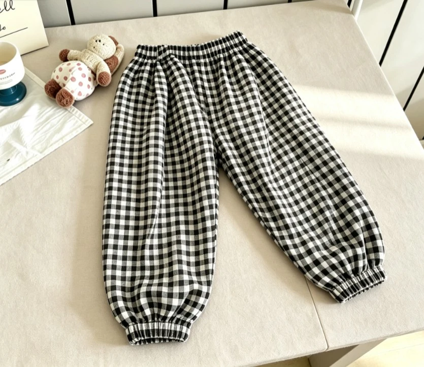 9M-6Y Little Kids Pants Children Classic Gingham Plaid Trousers Children Casual Bottom Baby Infant Costume Children Fashion Pant