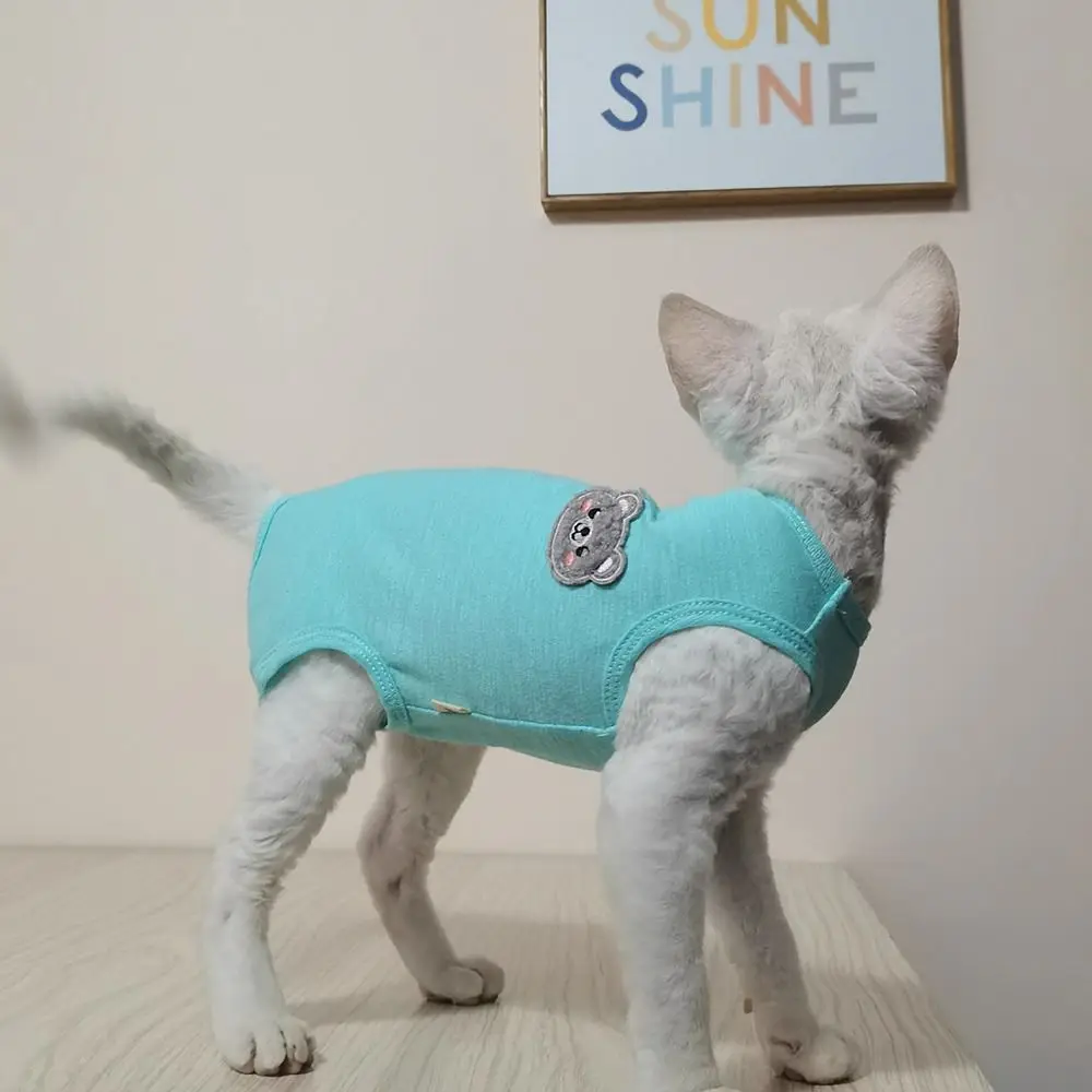 Breathable Sphynx Cat Clothes Daily Wear Sleeveless Cotton Kitten Shirt Four Legged Clothes Comfortable Pets Round Collar Vest