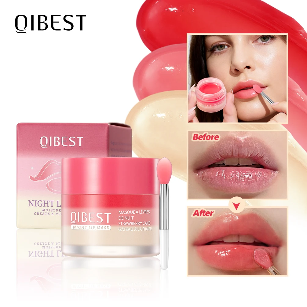 QIBEST Lip Sleeping Mask Soften Cracking Lip Dead Skin Remover Dry Lips Treatment Exfoliant For Lips Nourish Jelly Lipgloss Tint