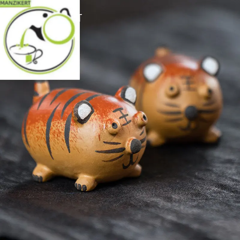 

Yixing Purple Clay Tea Pet Lucky Zodiac Tiger Tea Figurine Desktop Ornaments Handmade Sculpture Crafts Home Tea Set Decors Art