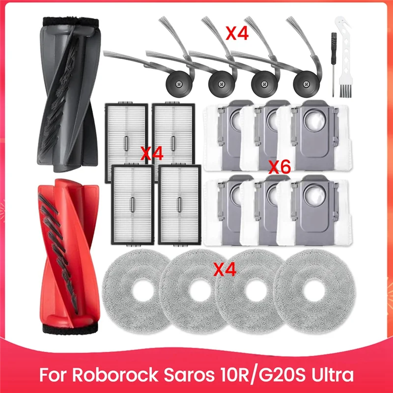 

AT51-22PCS Vacuum Brush Filter Dust Bag And Mop Cloth Kit For Roborock Saros 10R/G20S Ultra Vacuum Cleaner Replacement Parts