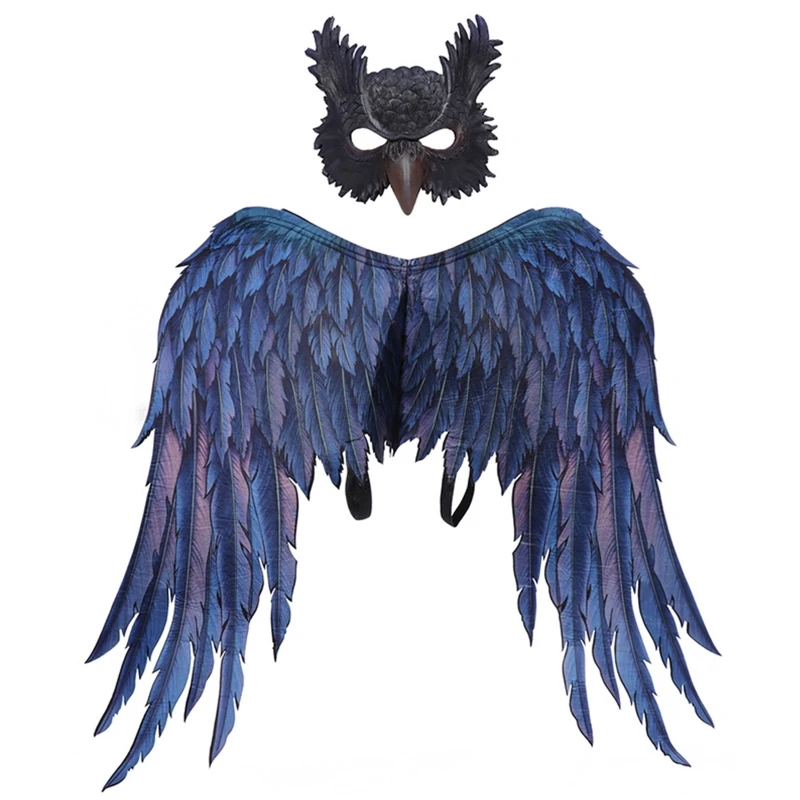 Adult Owl Dragon Wings with Mask Carnival Party Role for Play Disfraces Women Stage Animal Cosplay Accessories Christmas