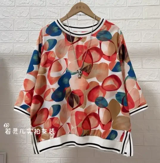 

summer women half sleeve floral blouses lady loose flower tops