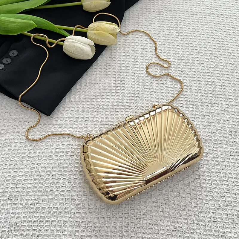 Metal Box Bag Shoulder Bag New Fashion Niche Women's Versatile Bright Face Dinner Party  Trendy Bag