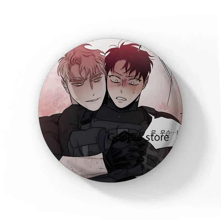 58mm Korean BL Anime Roses and Champagne Manhwa Button Pin Boys Love Manga Caeser Lee Won Brooch Badge Bag Decor Fans Collect