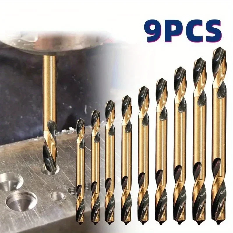 9Pcs Double-headed Bit Double-edged Metal Stainless Steel Ultrahard Iron Drill Steel Plate Iron Carpentry Drill Bit