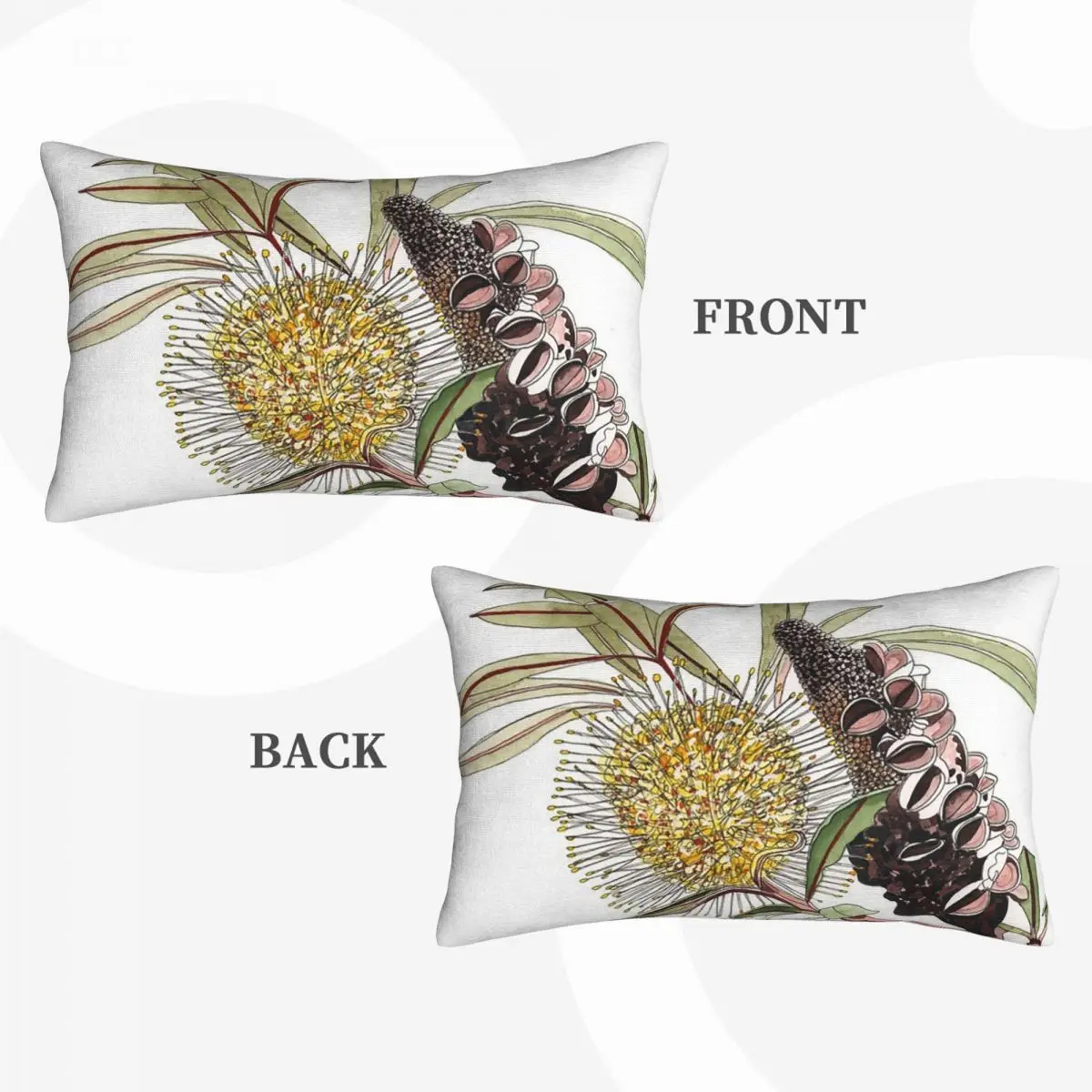 Banksia Flower Pod Australian Flora Yellow Rectangle Pillowcase Cushion Cover Decor Bedroom Bed Home Comfort Throw Pillow