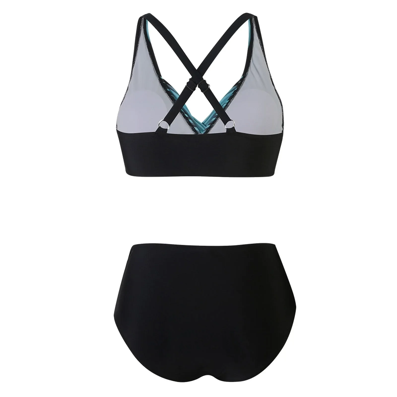 Cintura alta 2024 mulher maiô lado rendas-ups push up ruched duas peças tamanho biquíni básico sexy cor bloco de banho