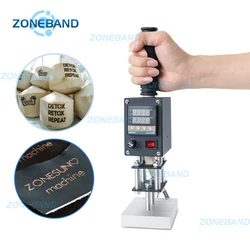 ZONESUN Handheld Coconut Branding Machine Hot Stamping Embossing Ironing Logo Food Processor, for Toast Bread Paper Wood Leather