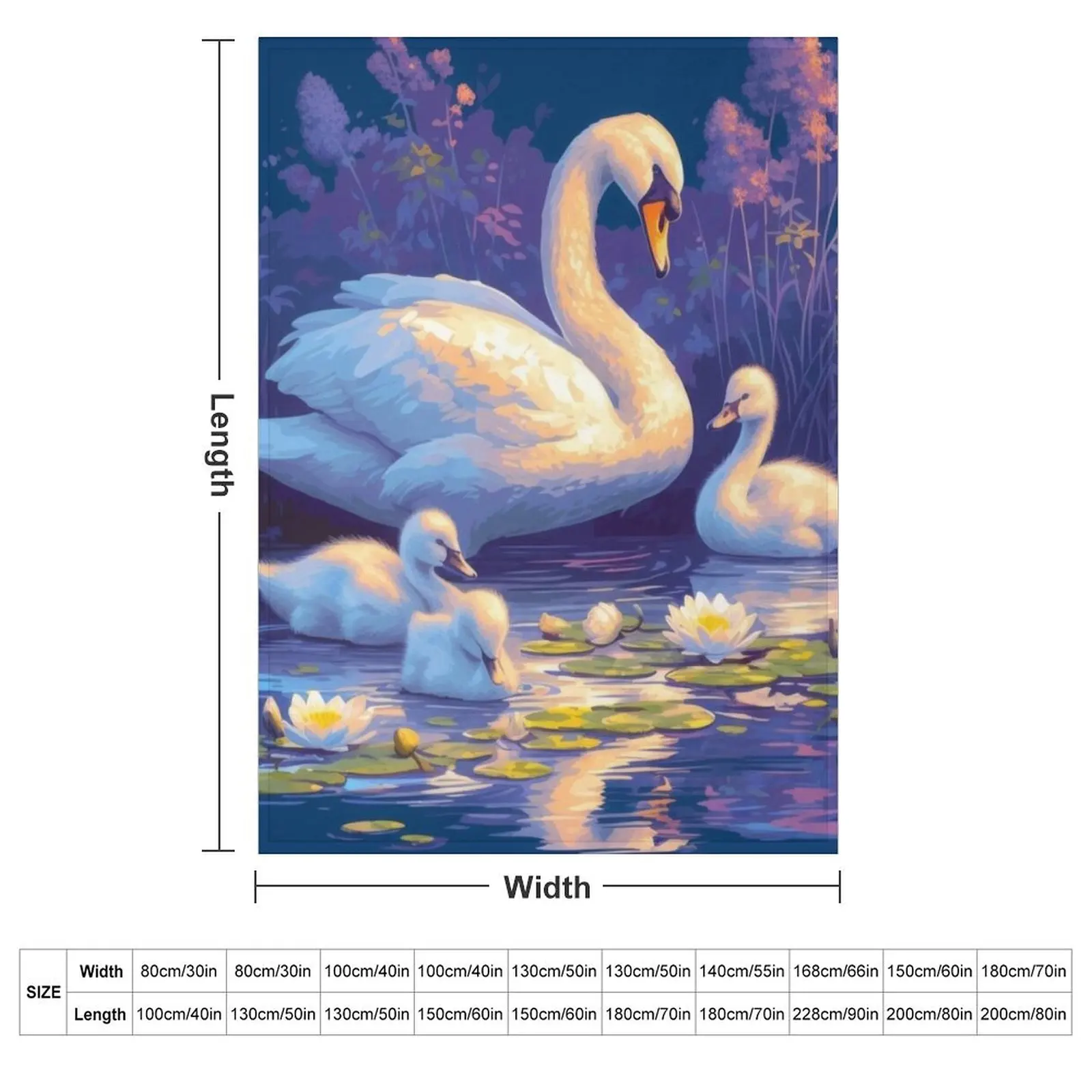 Beautiful white swan Throw Blanket couch cozy soft plush fuzzy picnic outdoor blanket